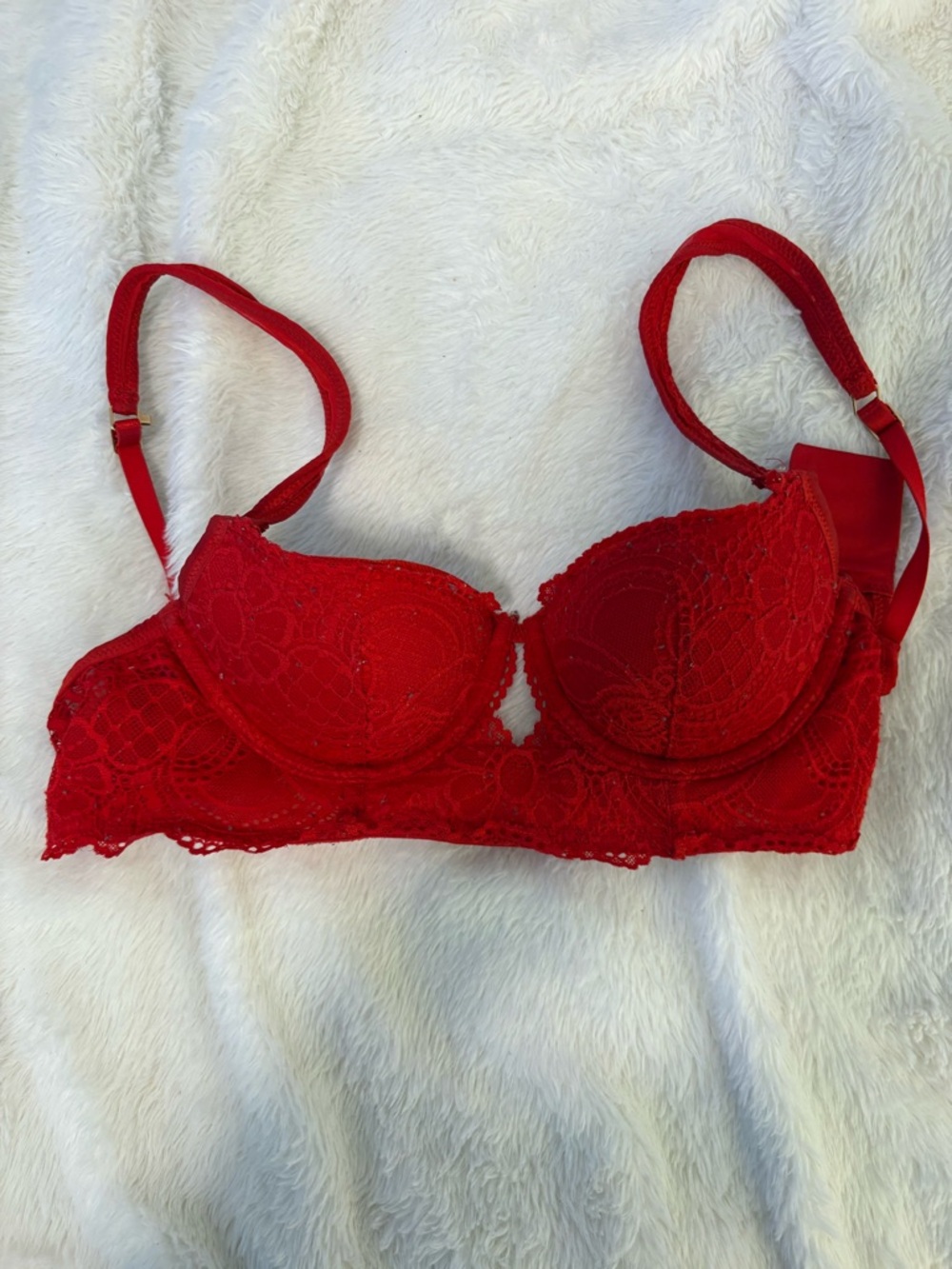 aerie Red Lace Balconette Bra